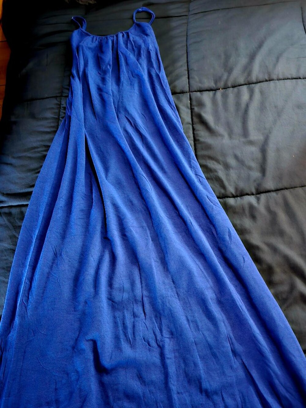 Blue Maxi Dress From Express With Cut Out Back, Sz M
